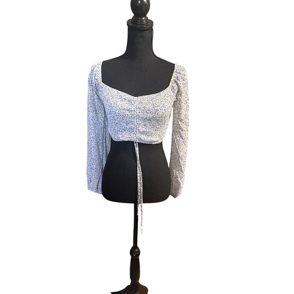 Mabel Ruched Floral Crop Top Size M